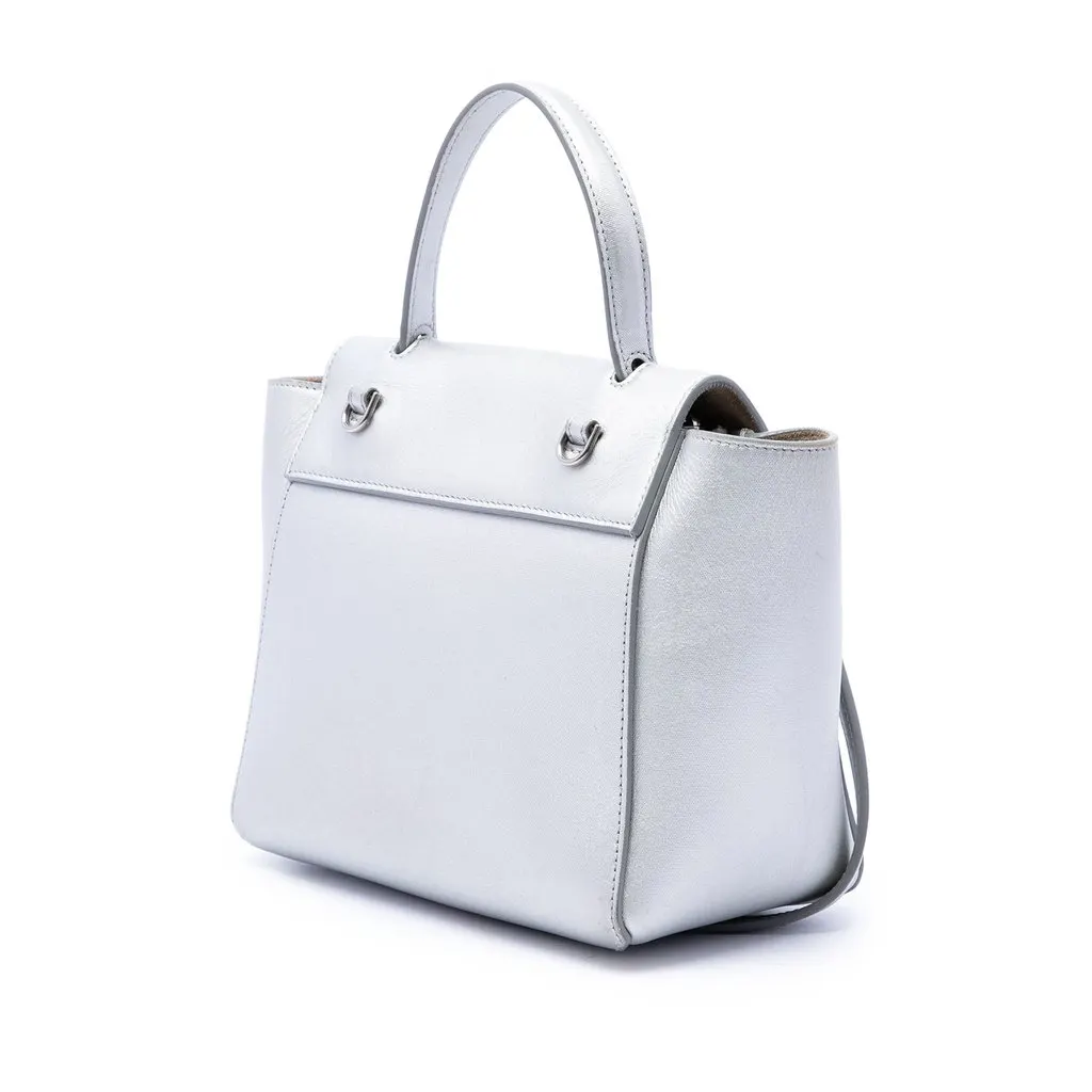 Celine Nano Laminated Calfskin Belt Bag Silver Leather Good - Back View