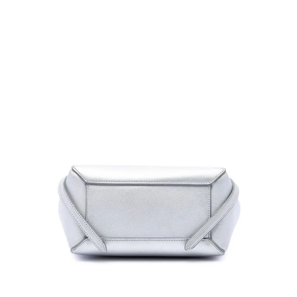 Celine Nano Laminated Calfskin Belt Bag Silver Leather Good - Inside View