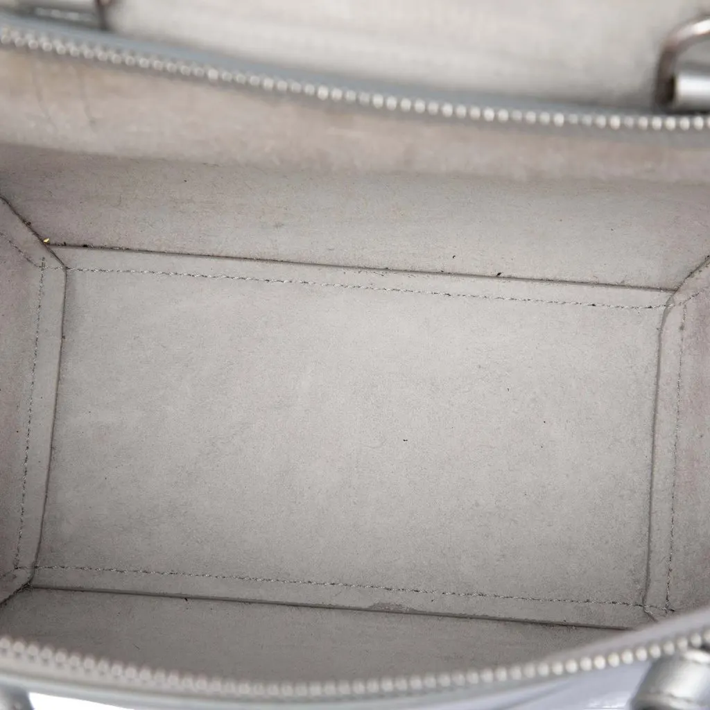 Celine Nano Laminated Calfskin Belt Bag Silver Leather Good - Model View