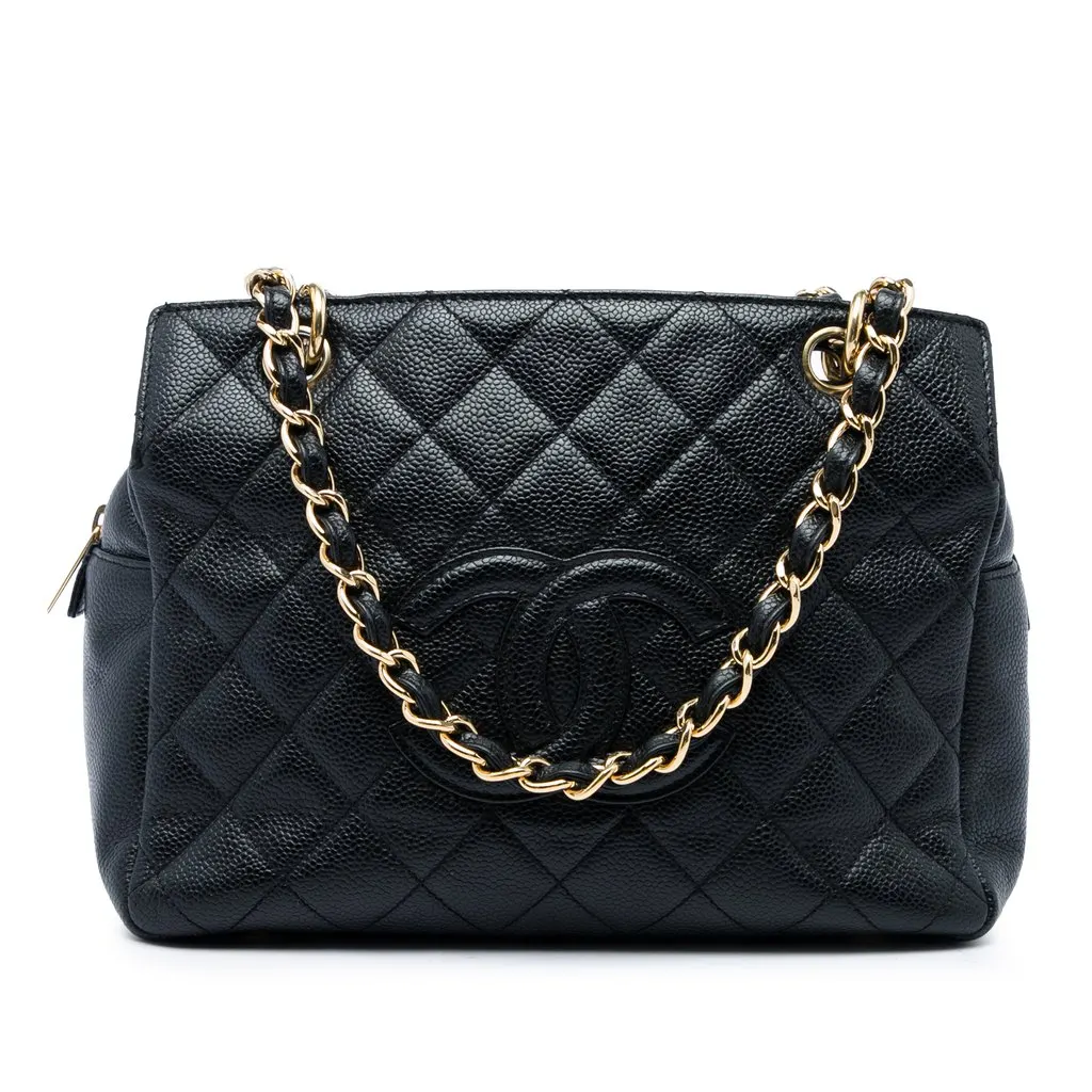 Chanel Petite Caviar Timeless Tote Black Leather Very good - Front View