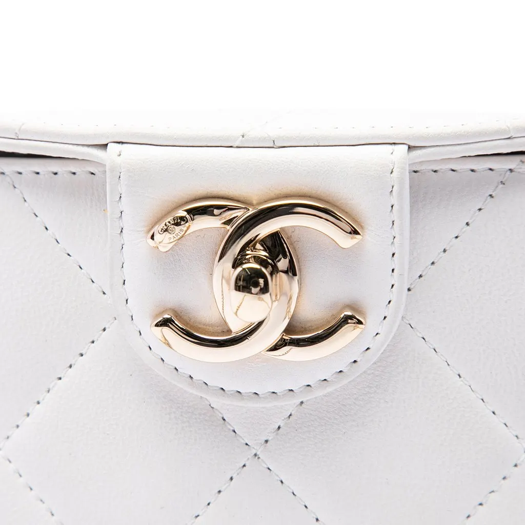 Chanel CC Quilted Lambskin Elegant Chain Vanity Case White Leather Very good - Box View