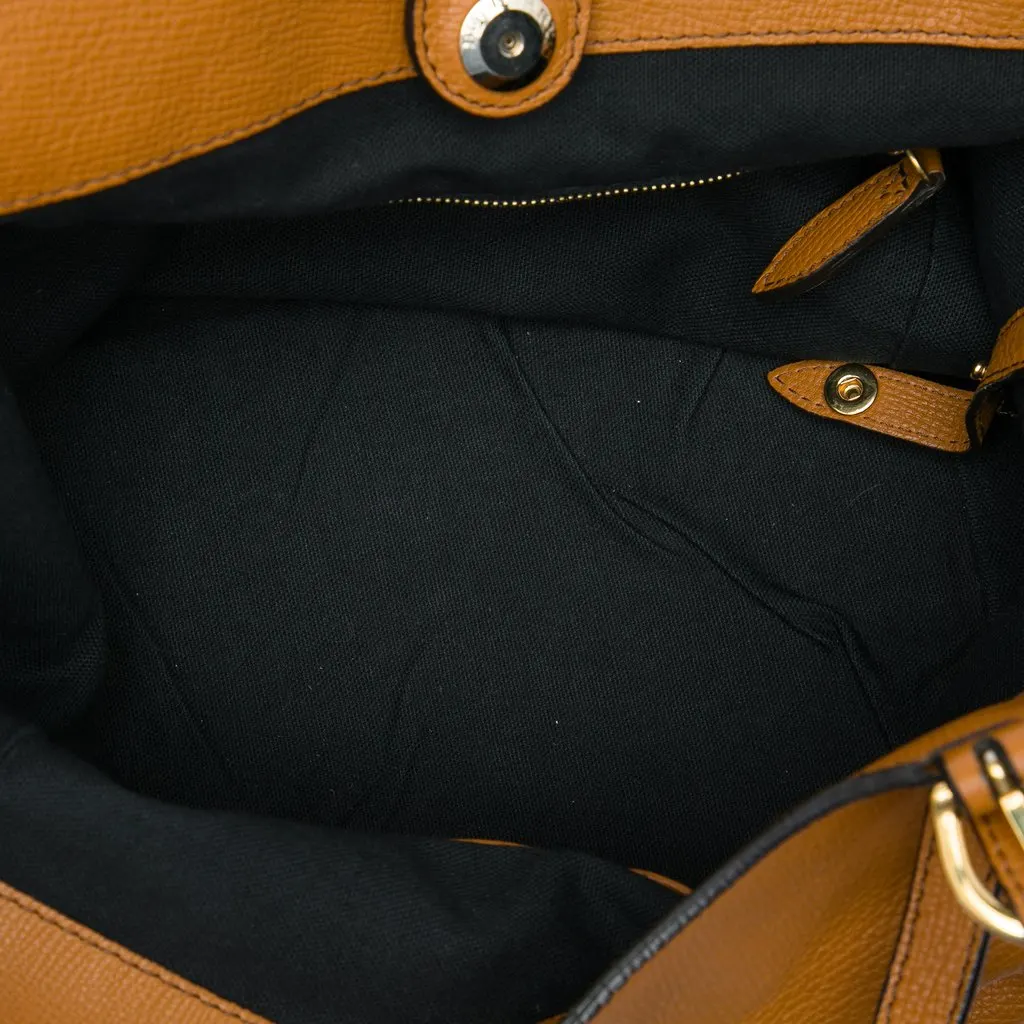 Burberry Small Derby Calfskin and House Check Canvas Canterbury Tote Brown Leather Good - Model View