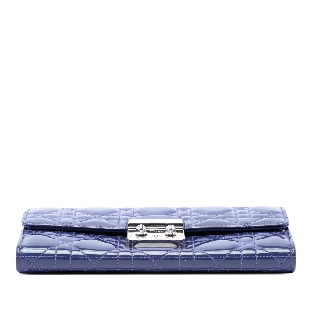 Dior Patent Cannage Miss Dior Wallet on Chain Blue Leather Very good - Inside View