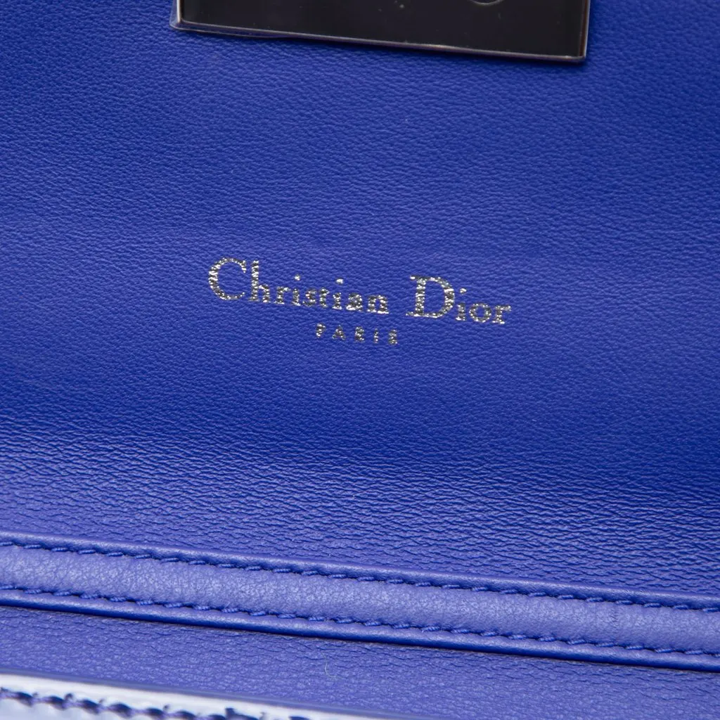 Dior Patent Cannage Miss Dior Wallet on Chain Blue Leather Very good - Box View