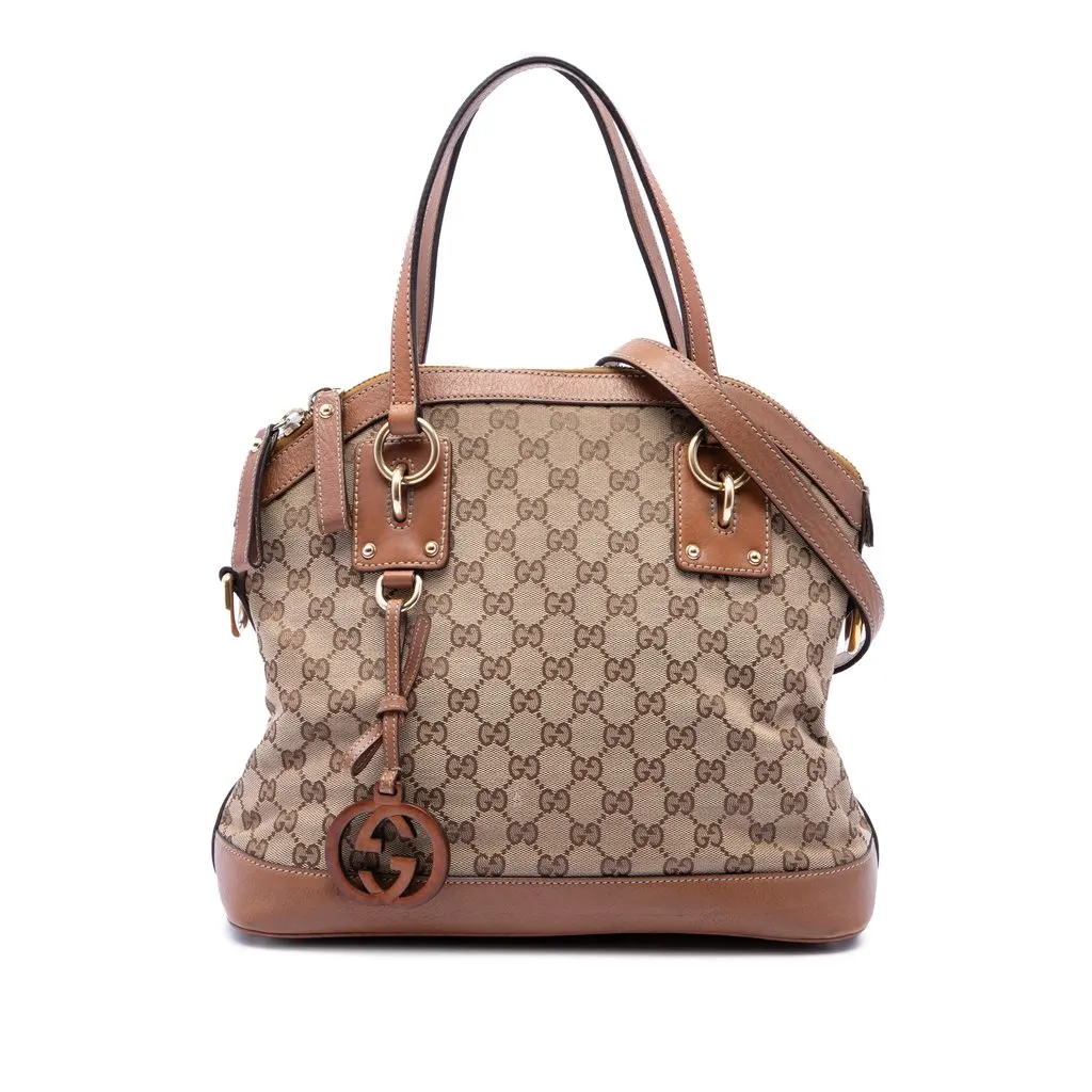 Gucci Medium GG Canvas Charm Dome Satchel Beige Very good - Front View