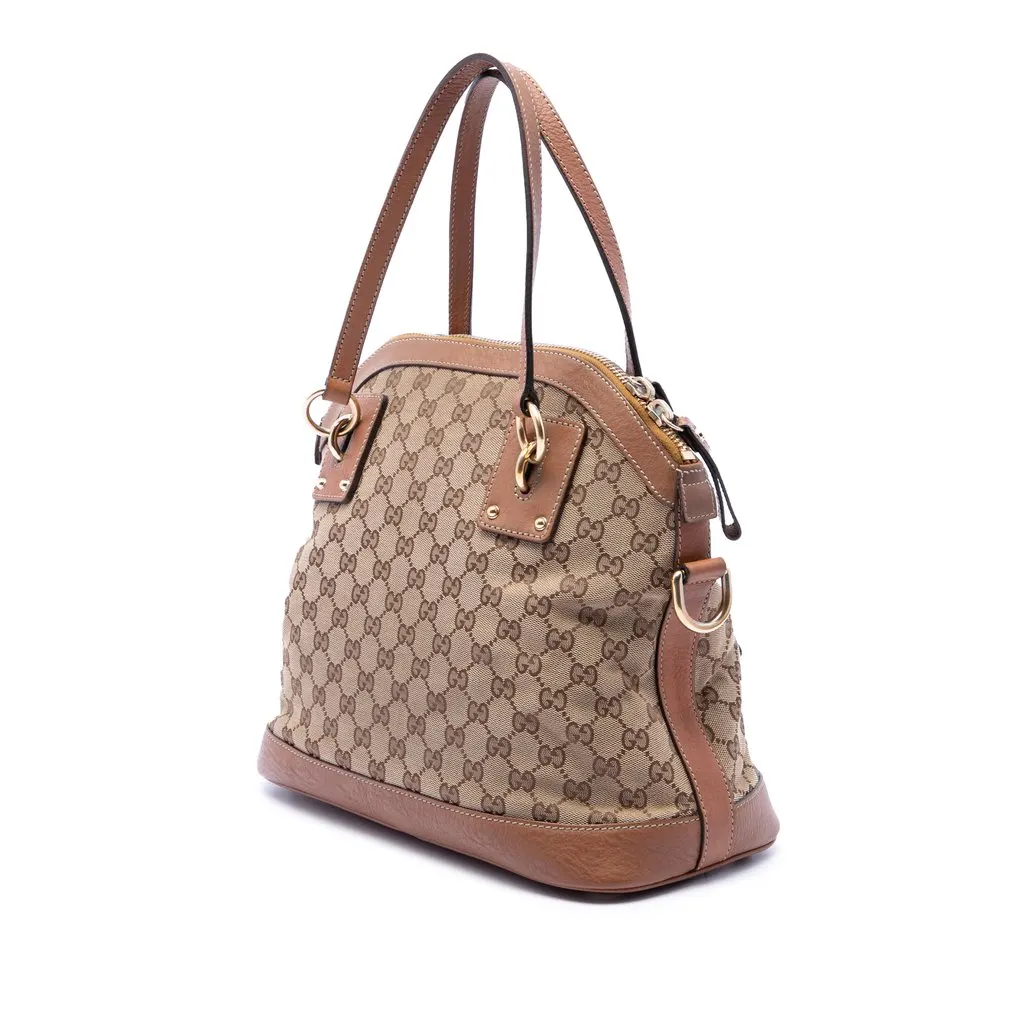 Gucci Medium GG Canvas Charm Dome Satchel Beige Very good - Back View