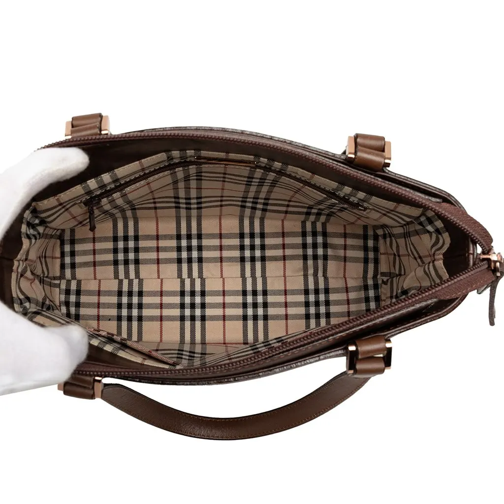 Burberry Leather Handbag Brown Leather Very good - Model View