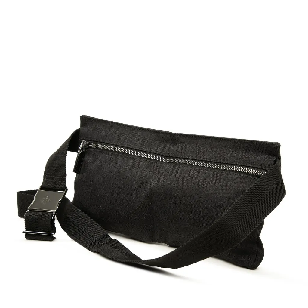 Gucci GG Canvas Double Pocket Belt Bag Black Very good - Back View