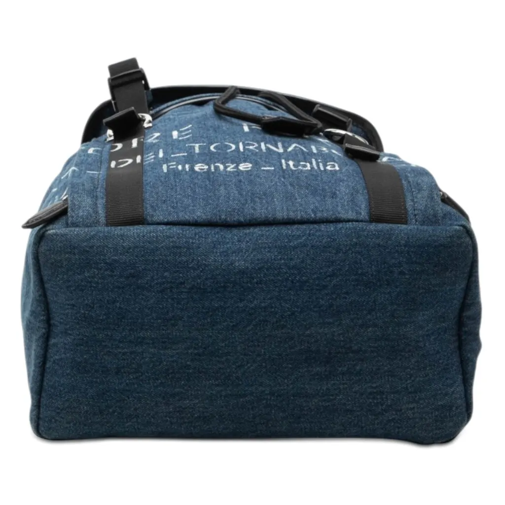Salvatore Ferragamo Printed Denim Backpack Blue Very good - Inside View