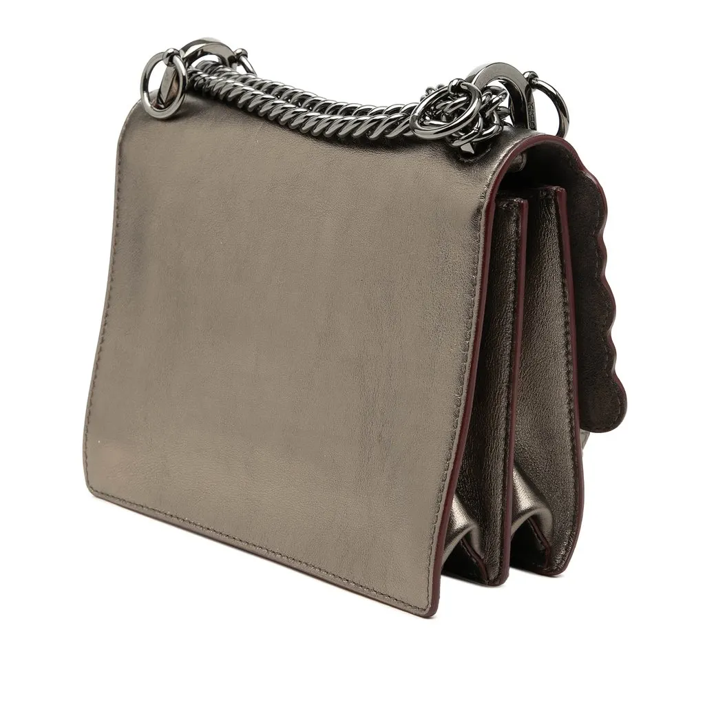 Fendi Mini Scalloped Metallic Studded Leather Kan I Crossbody Gold Leather Very good - Back View