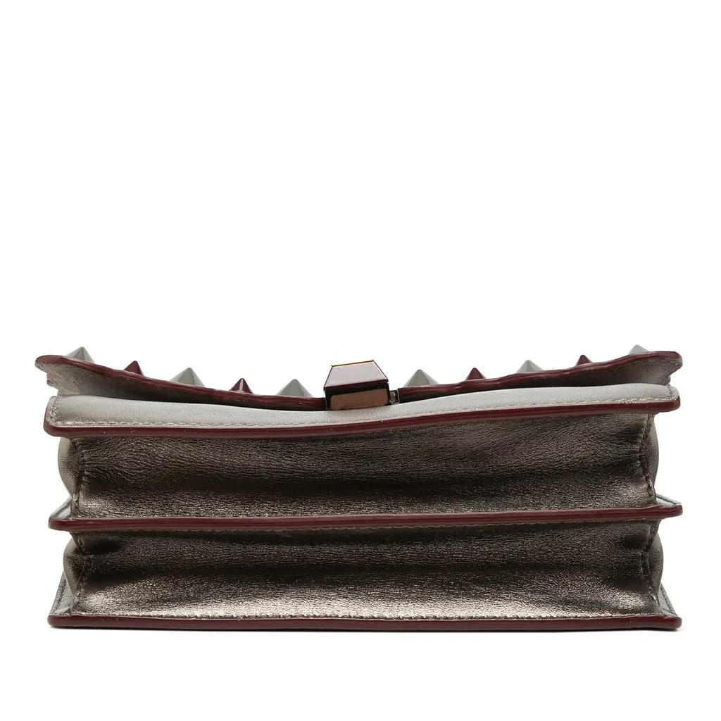 Fendi Mini Scalloped Metallic Studded Leather Kan I Crossbody Gold Leather Very good - Inside View