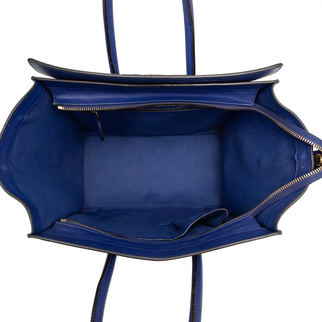 Celine Mini Calfskin Luggage Tote Blue Leather Very good - Model View