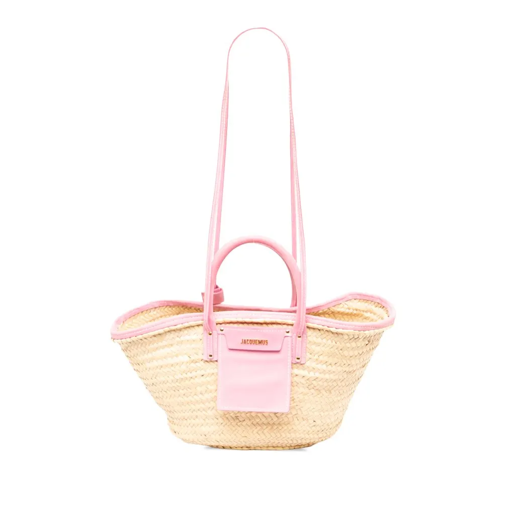 Jacquemus Straw Le Grand Panier Soli Satchel Beige Rattan Good - Front View