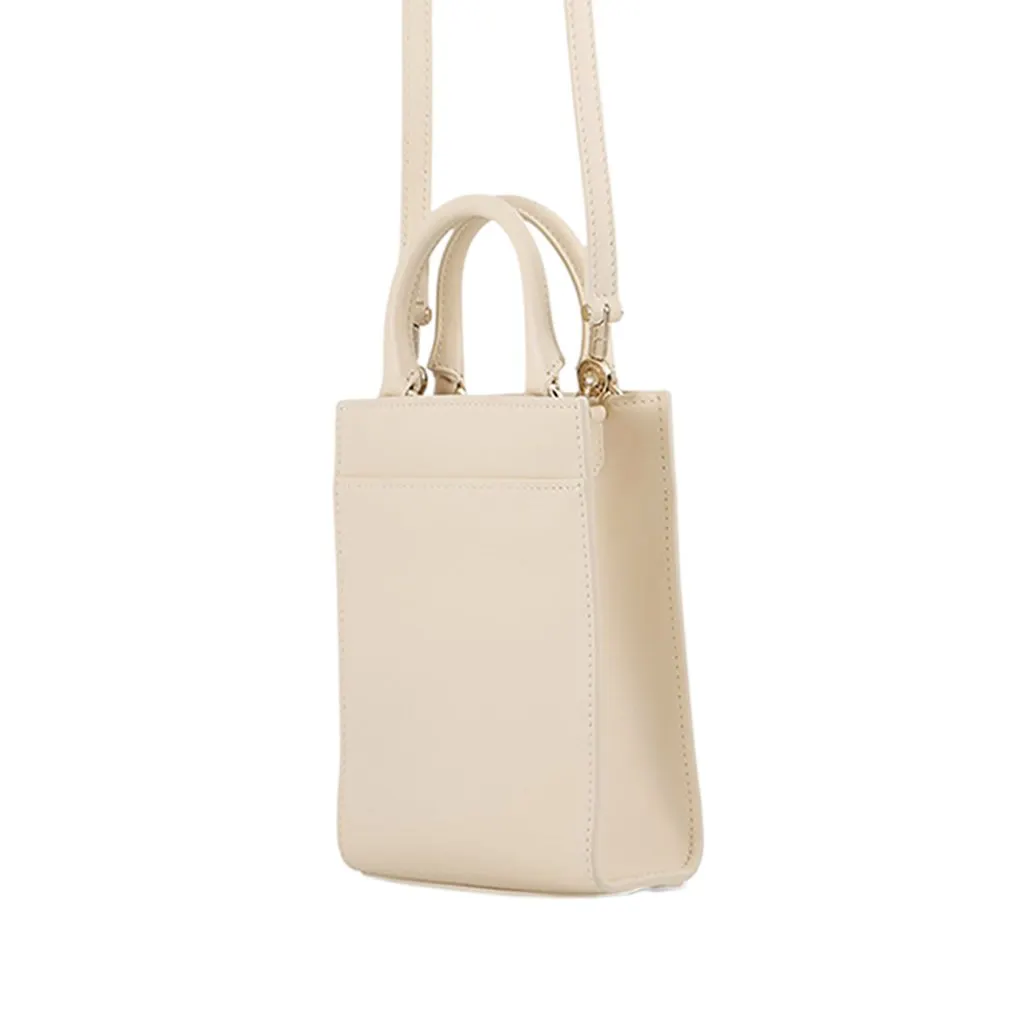 Bvlgari Mini Embossed Leather Logo Infinitum Satchel White Leather Very good - Back View