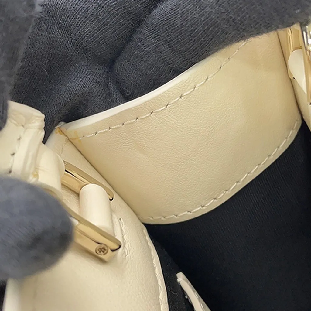 Bvlgari Mini Embossed Leather Logo Infinitum Satchel White Leather Very good - Box View