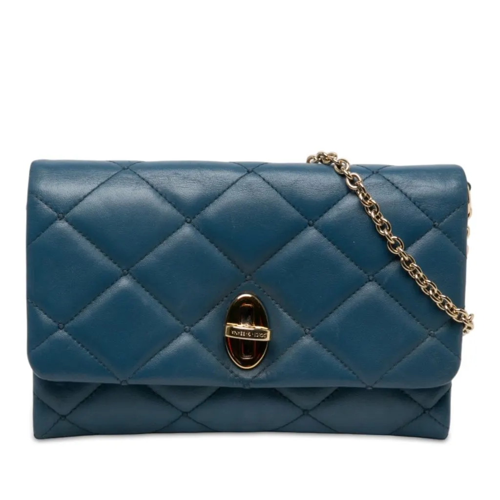 Dolce & Gabbana Quilted Leather Chain Crossbody Blue Leather Very good - Front View