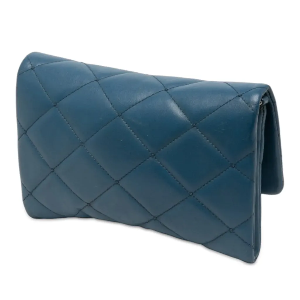 Dolce & Gabbana Quilted Leather Chain Crossbody Blue Leather Very good - Back View