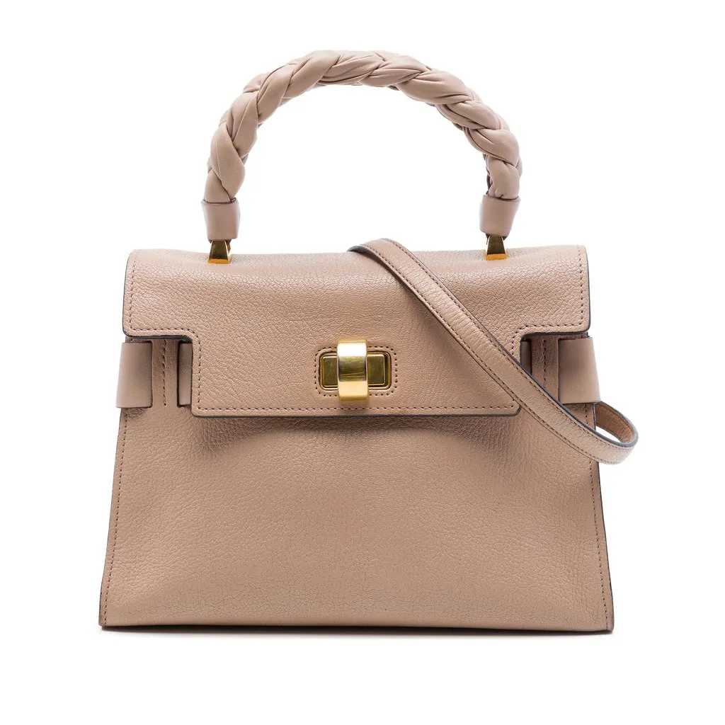 Miu Miu Mini Goatskin Madras Click Top Handle Bag Brown Leather Very good - Front View