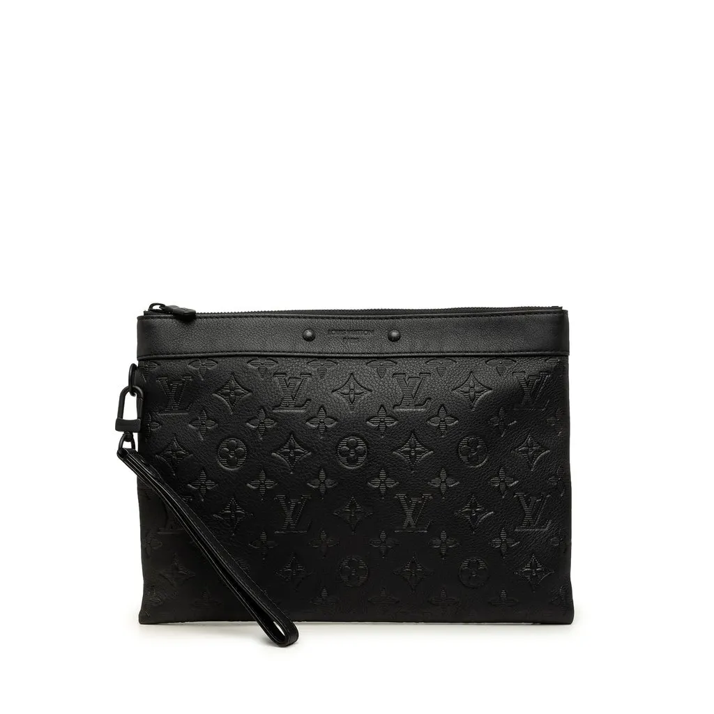 Louis Vuitton Monogram Shadow Pochette To Go Black Leather Very good - Front View