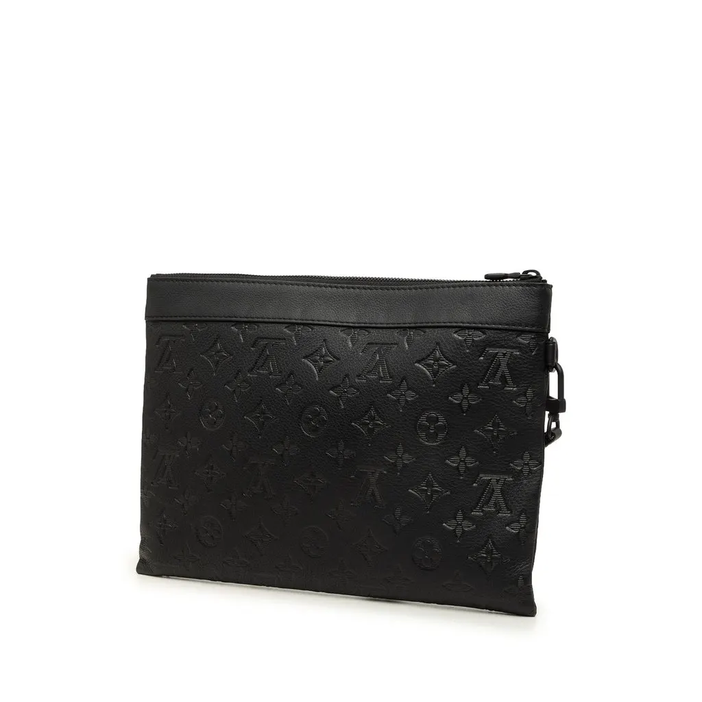 Louis Vuitton Monogram Shadow Pochette To Go Black Leather Very good - Back View