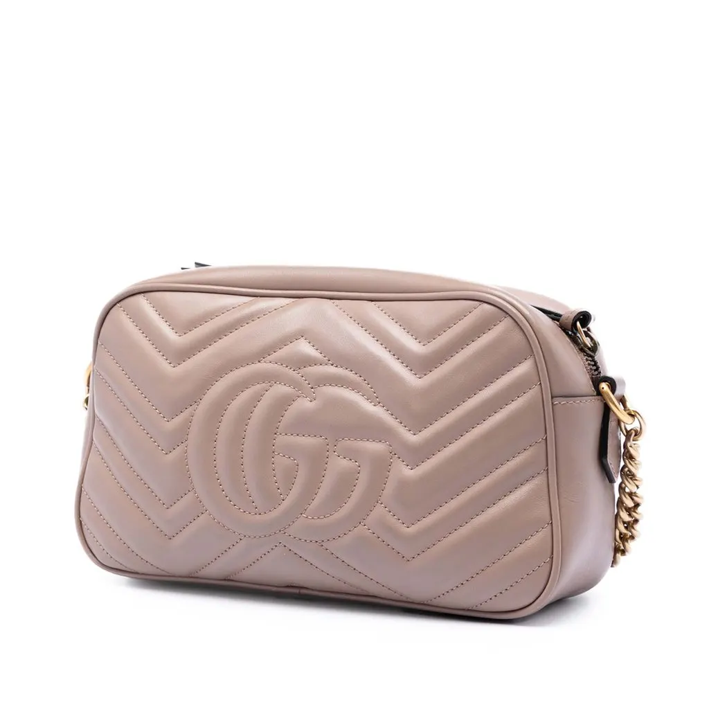 Gucci Small GG Marmont Matelasse Leather Crossbody Brown Leather Very good - Back View