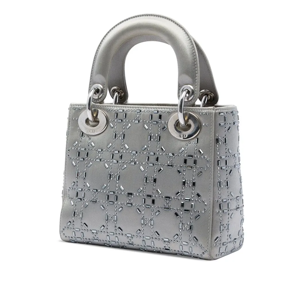 Dior Mini Satin Cannage Crystal Embellished Lady Dior MultiColor Very good - Back View
