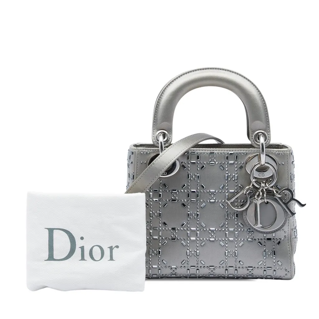 Dior Mini Satin Cannage Crystal Embellished Lady Dior MultiColor Very good - Box View