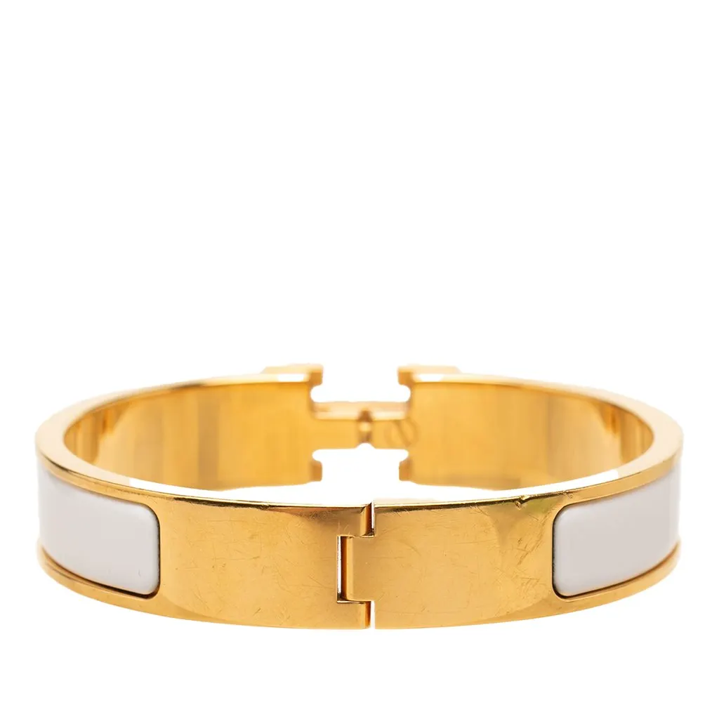 Hermès Narrow Enamel Clic H Bracelet PM White Enamel Very good - Inside View