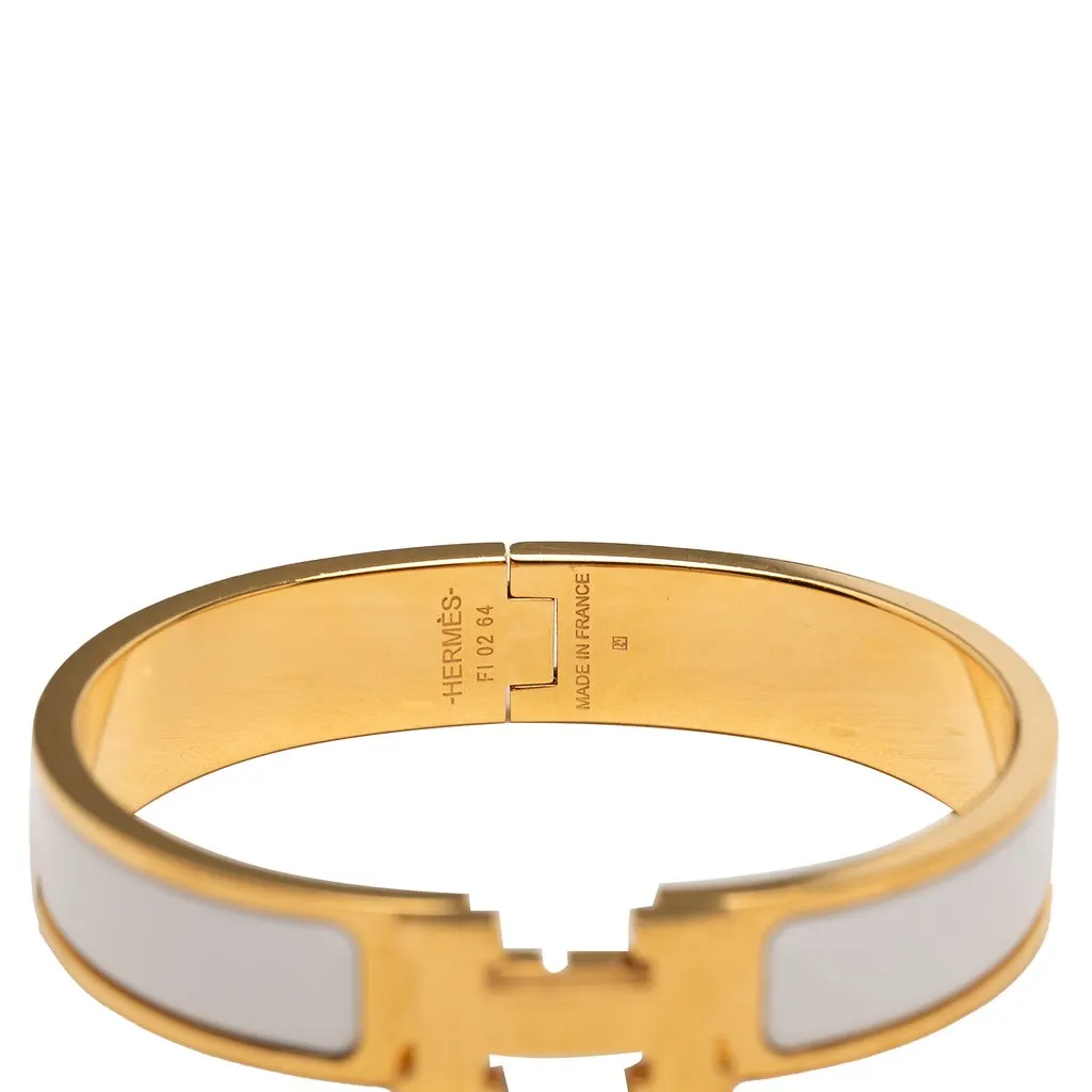 Hermès Narrow Enamel Clic H Bracelet PM White Enamel Very good - Box View
