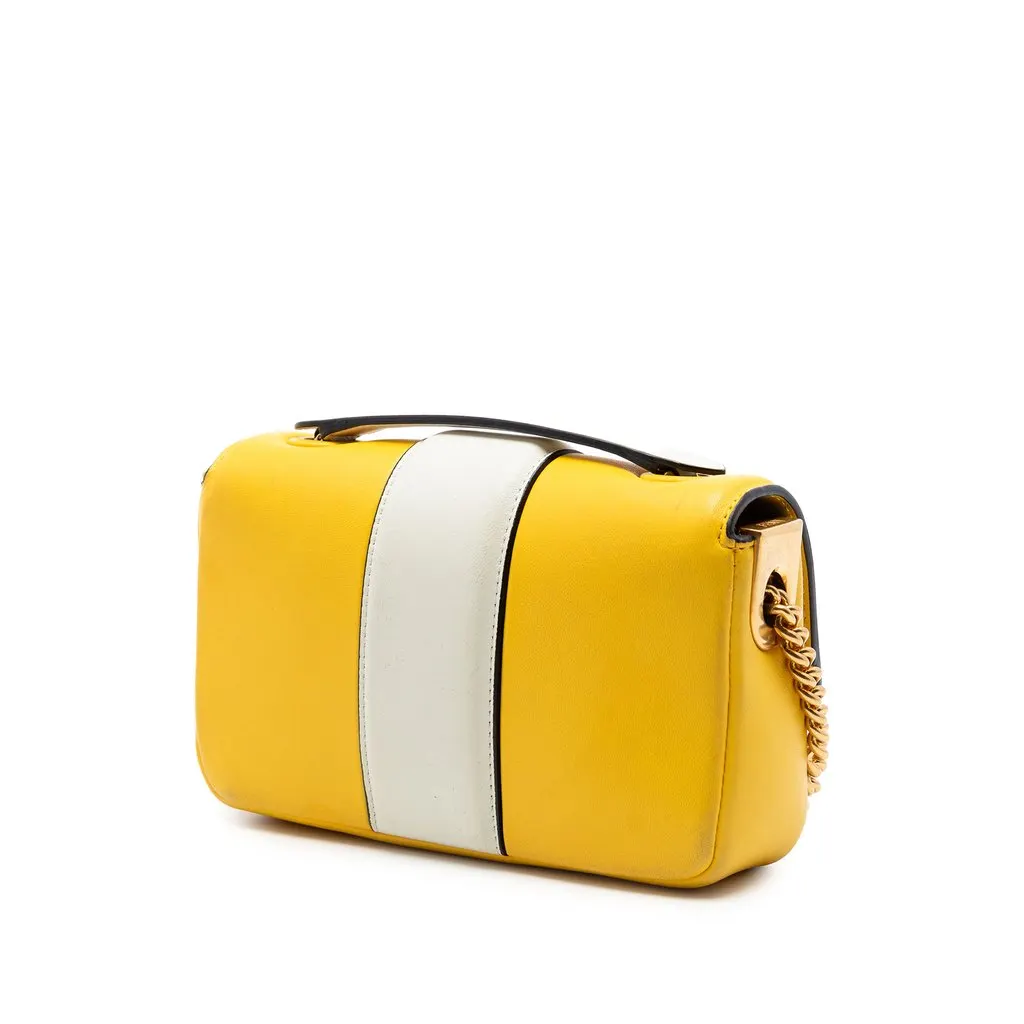 Fendi Mini Bicolor Nappa Apolo Chain Baguette Shoulder Bag Yellow Leather Very good - Back View