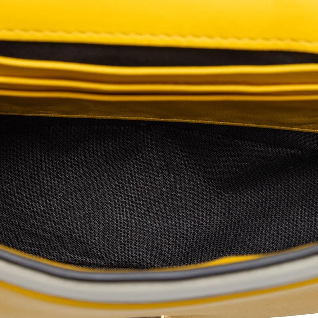 Fendi Mini Bicolor Nappa Apolo Chain Baguette Shoulder Bag Yellow Leather Very good - Model View