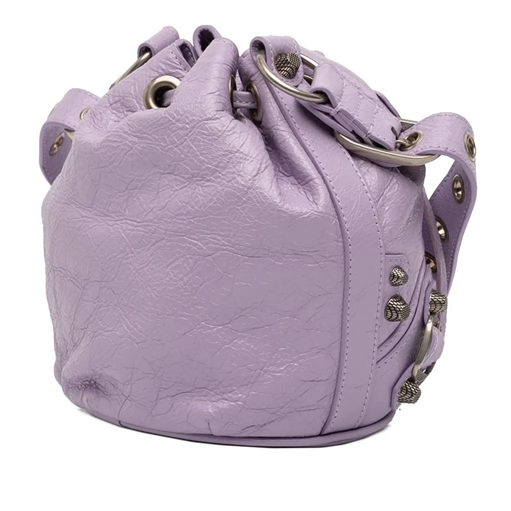 Balenciaga Lambskin Le Cagole Bucket Bag XS Purple Leather Never worn - Back View