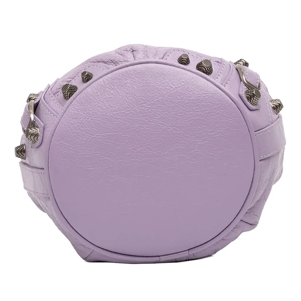 Balenciaga Lambskin Le Cagole Bucket Bag XS Purple Leather Never worn - Inside View