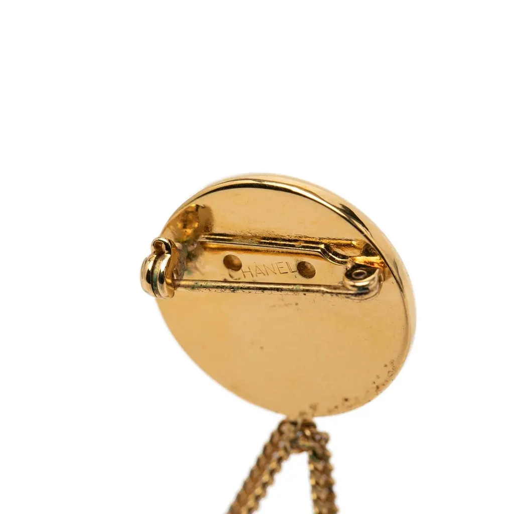Chanel CC Gold Plated Quilted Flap Bag Medallion Brooch Gold Metal Very good - Inside View