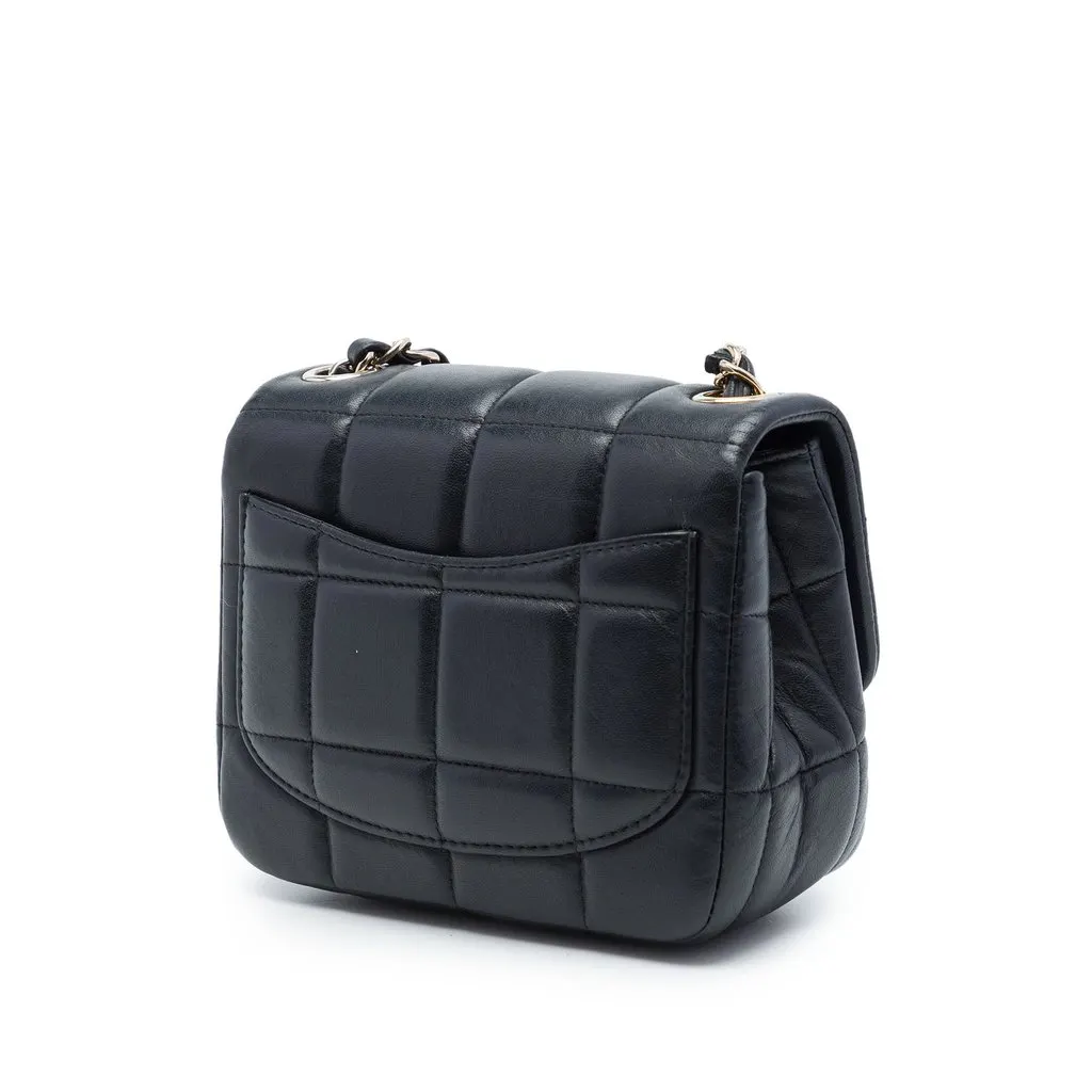 Chanel Mini Quilted Lambskin Resin Crystal Square Monacoco Flap Black Leather Very good - Back View