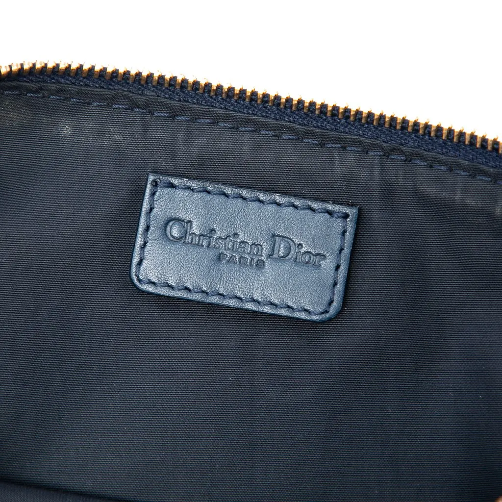 Dior Mini Diorissimo Canvas Saddle Pochette Blue Canvas Good - Box View