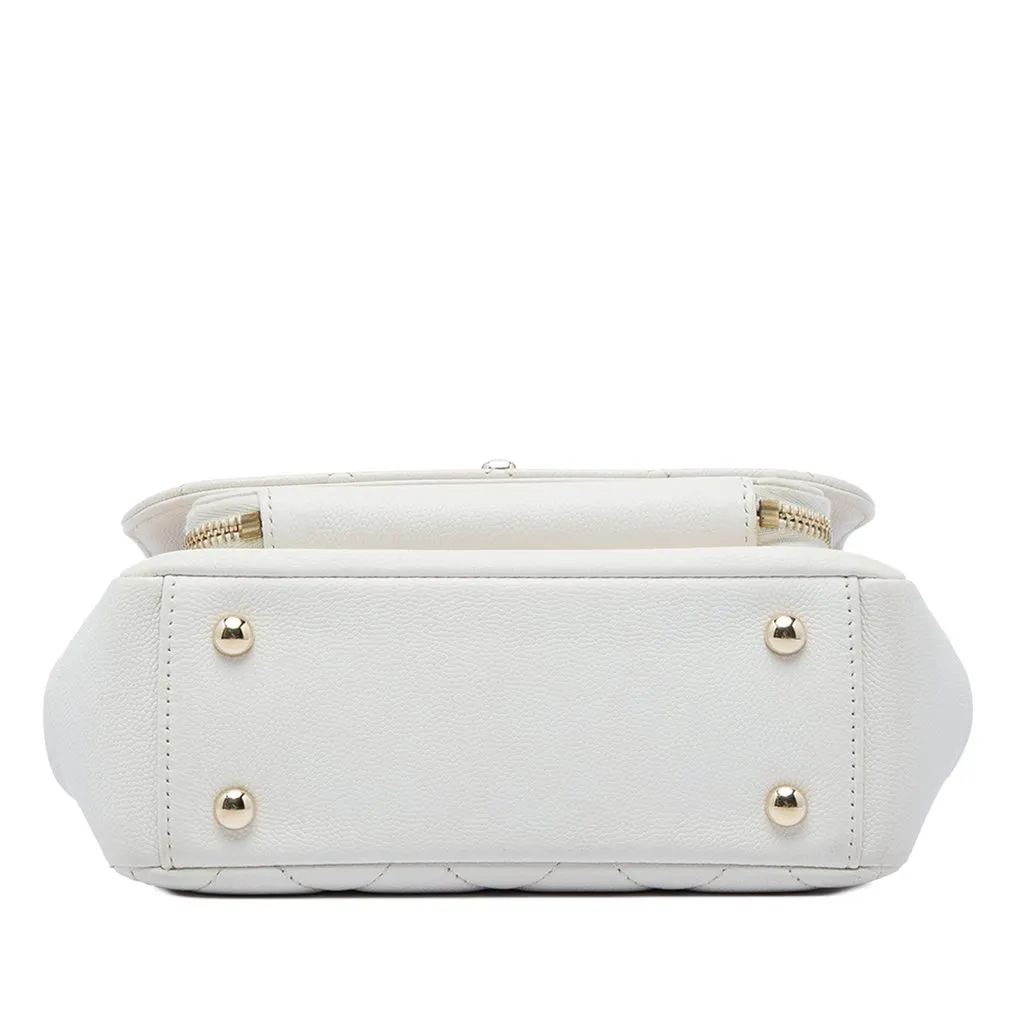 Chanel Small Quilted Caviar Business Affinity Top Handle Flap White Leather Very good - Inside View