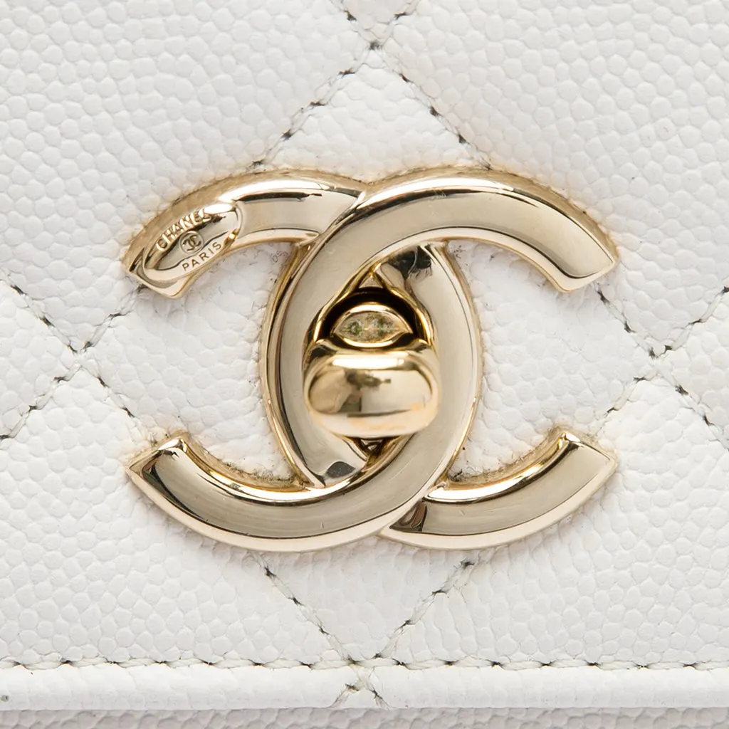 Chanel Small Quilted Caviar Business Affinity Top Handle Flap White Leather Very good - Box View