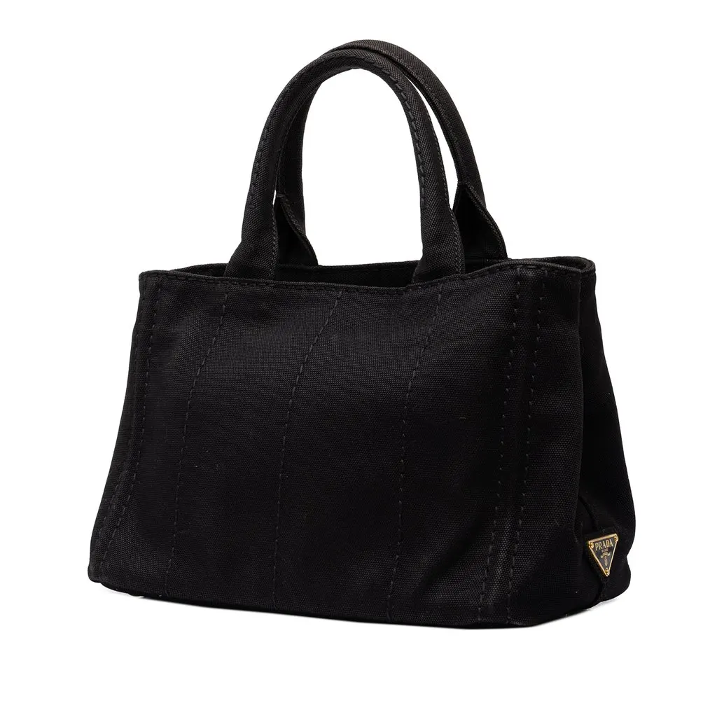 Prada Small Canvas Canapa Logo Tote Black Canvas Very good - Back View