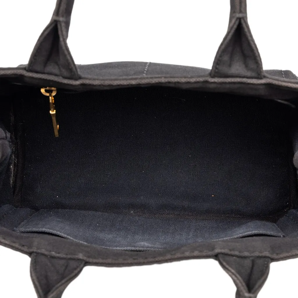 Prada Small Canvas Canapa Logo Tote Black Canvas Very good - Model View