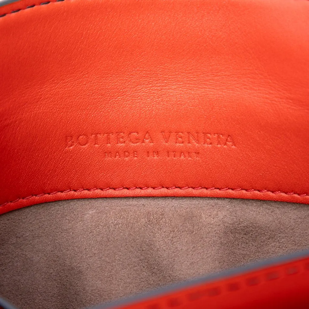 Bottega Veneta Mini Intrecciato Trimmed Nappa Piazza Top Handle Satchel Red Leather Very good - Box View