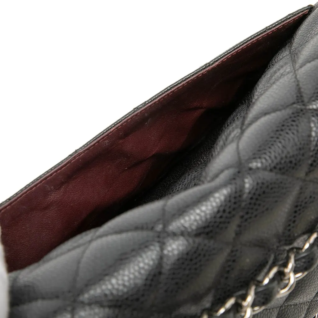 Chanel Jumbo Classic Caviar Double Flap Black Leather Good - Box View