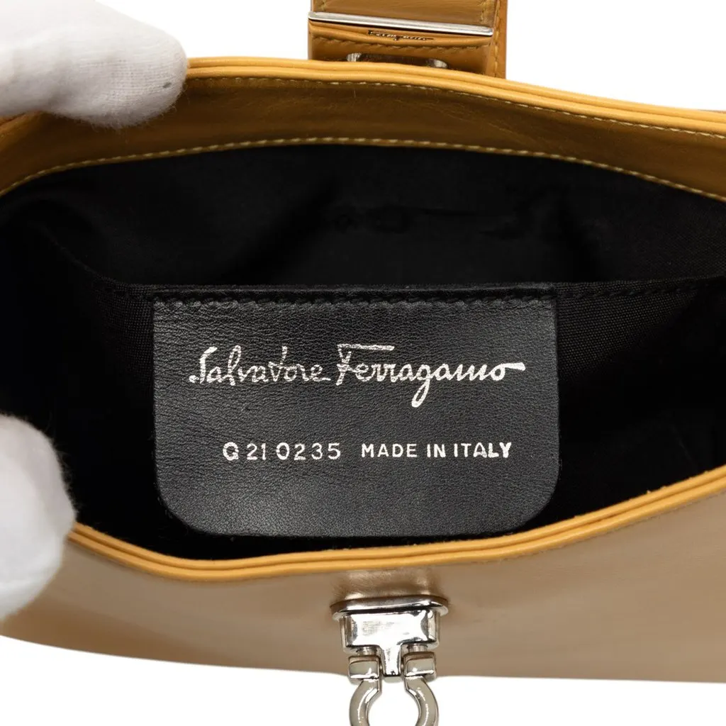 Ferragamo Leather Gancini Handbag Yellow Leather Very good - Box View