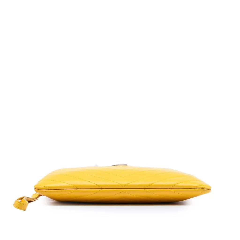 Saint Laurent Chevron Leather Monogram Zip A5 Wristlet Pouch Yellow Leather Very good - Inside View