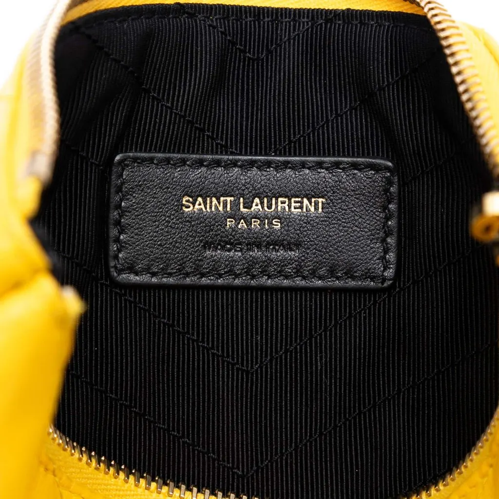 Saint Laurent Chevron Leather Monogram Zip A5 Wristlet Pouch Yellow Leather Very good - Box View