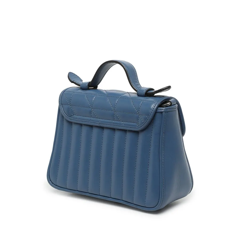 Gucci Mini GG Marmont Matelasse Calfskin Aria Top Handle Bag Blue Leather Very good - Back View