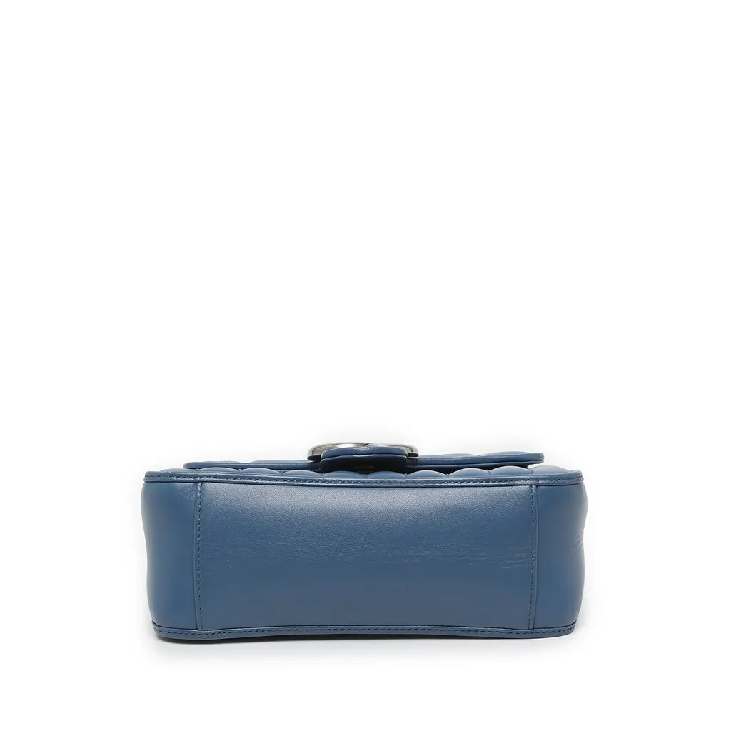 Gucci Mini GG Marmont Matelasse Calfskin Aria Top Handle Bag Blue Leather Very good - Inside View