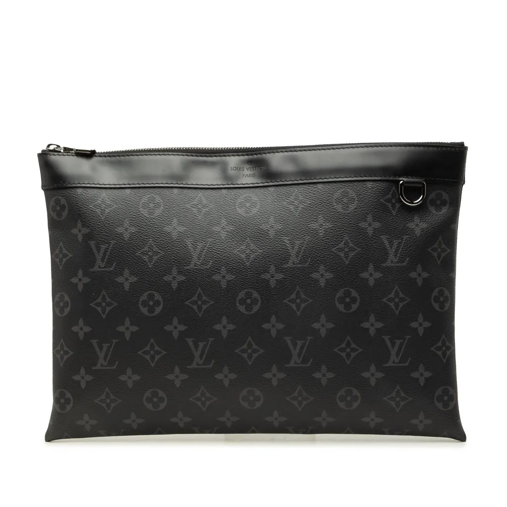 Louis Vuitton Monogram Eclipse Discovery Pochette GM Black Canvas Very good - Front View