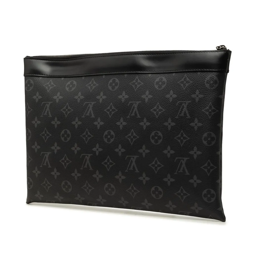 Louis Vuitton Monogram Eclipse Discovery Pochette GM Black Canvas Very good - Back View