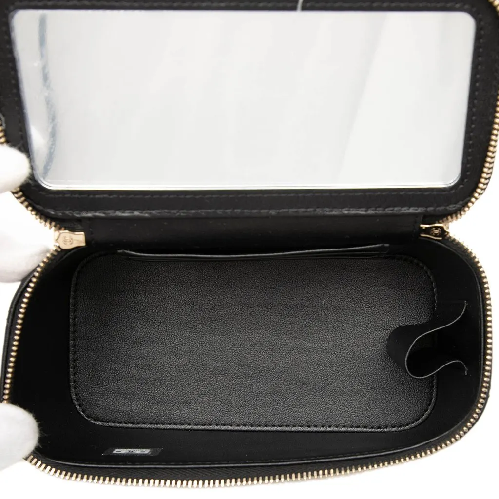 Chanel Small Lambskin Top Handle Vanity Case with Chain Black Leather Very good - Model View